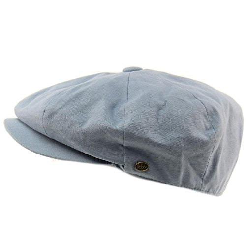 Men's 8 Panel Solid Plain 100% Cotton Snap Newsboy Drivers Cabbie Cap Hat,Indigo - color: Indigo, size: X-Large