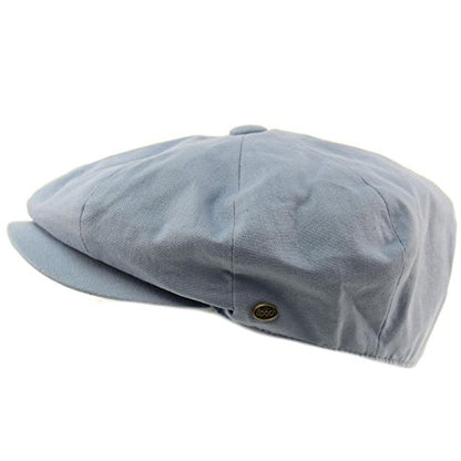 Men's 8 Panel Solid Plain 100% Cotton Snap Newsboy Drivers Cabbie Cap Hat,Indigo - color: Indigo, size: Medium