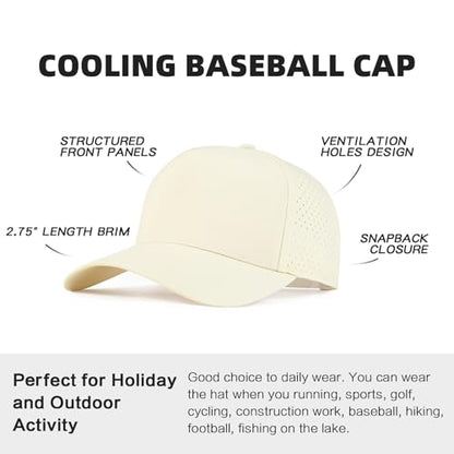 BOTVELA Men Adjustable Snapback Laser Cut Mesh Baseball Cap - color: Beige
