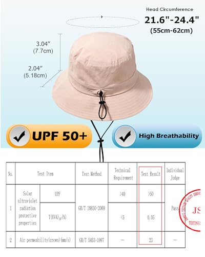 여성용 남성용 방수 버킷 모자, UPF 50+ 부니 햇빛 차단 모자 - color: 더스티 로즈.