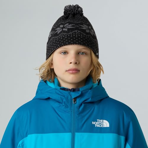 THE NORTH FACE Kids' Cabin Ski Tuke | Winter Hat With Novelty Jacquard Graphic, Sustainable Fabric, Removable Pom - color: Tnf Black Jacquard