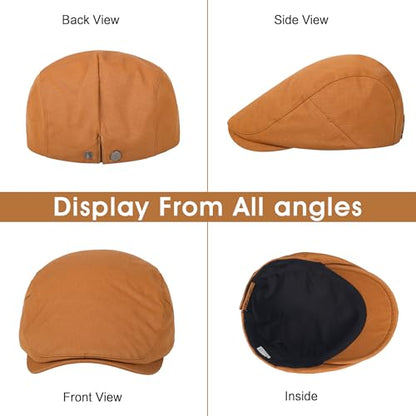 2Pcs Men's Newsboy Cap Cotton Flat Ivy Gatsby Driving Hat - color: 2b3-black+orange
