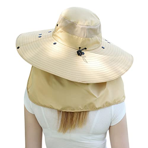 Women Wide Brim Face Mask Sun Hat Detachable Neck Face Flap Ponytail UV Protection Visor Hat Garden Fishing Hiking - color: Hyp008-mise