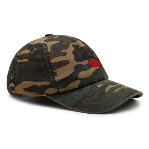JPAK Two Tomatoes Premium Dad Hat Embroidered Cotton Baseball Cap Vegetables Embroidery - color: Green Camo