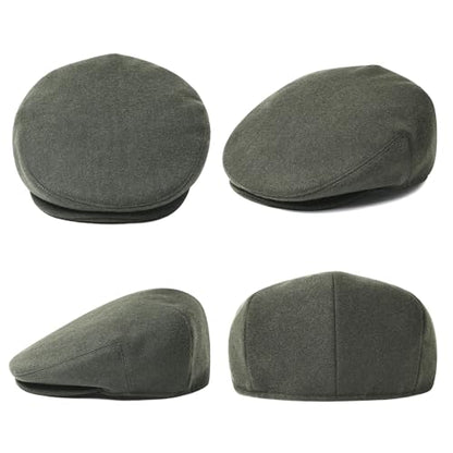 Men Wool Plaid Ivy Gatsby Newsboy Cap - color: Army Green, size: 7 1/8