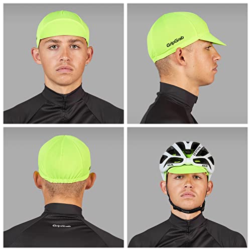 GripGrab Summer Cycling Cap - UV Protection Under-Helmet Bicycle Visor Hat - color: Yellow Hi-vis, size: Small-Medium