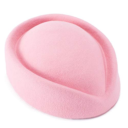 Lawliet Wool Stewardess Air Hostesses Pillbox Hat Millinery Teardrop Fascinator Base A040 - color: Pink