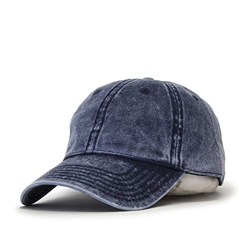 Heavy Washed Coated Canvas Wax-Look Adjustable Low Profile Men Women Baseball Cap - color: Snow Washed Navy