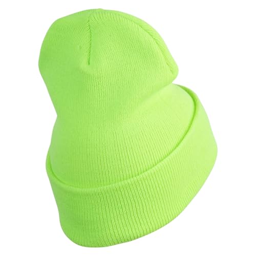 e4Hats.com 12 inch Cuffed Knit Long Beanie - color: Safety Green