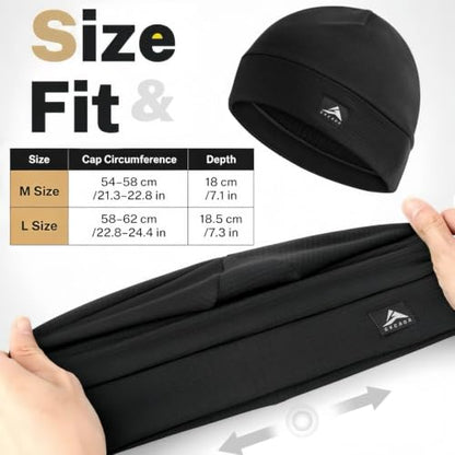 GXCROR Winter Running Beanie, Fleece Lined Skull Cap with Ponytail Opening - color: Black, size: Medium