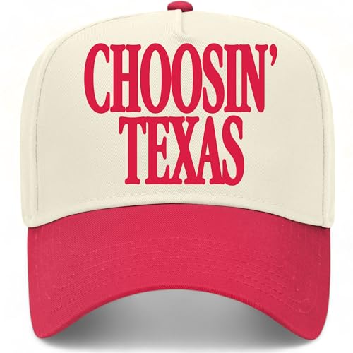Choosin' Texas Hat | Premium Adjustable Snapback Baseball Vintage Trucker Hat for Men & Women - color: Red/Natural