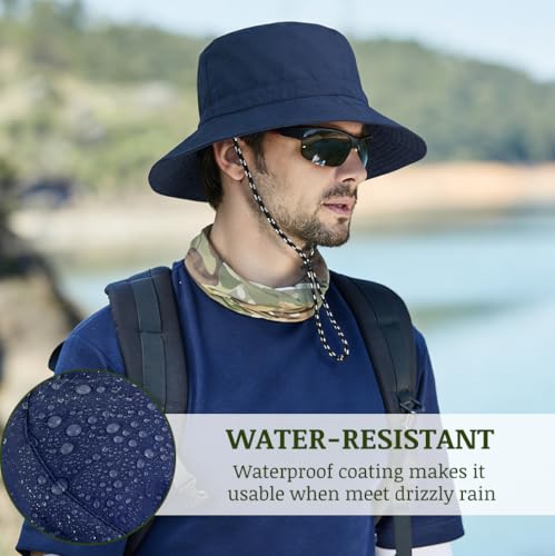 Unisex Waterproof Foldable Bucket Hat Packable Sun Cap for Hiking - color: Navy Blue