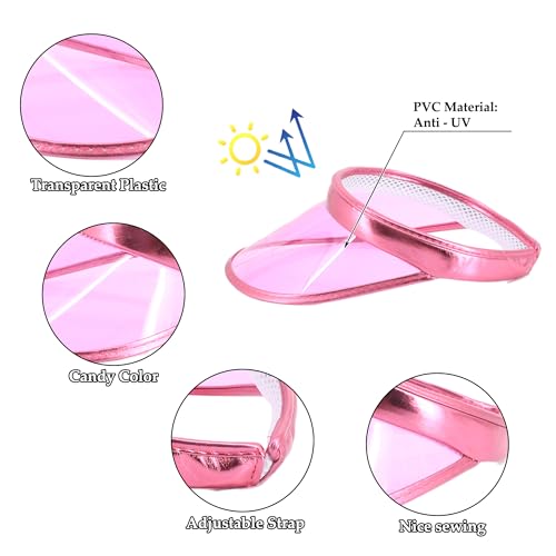 Surkat Women Sun Visors Hologram Wide Brim Thicker Sweatband UV Protective Sportswear Visors Sunhat - color: Pink2