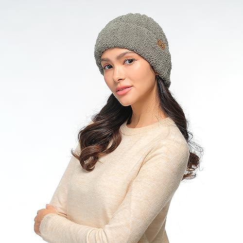 C.C Fuzzy Beanie for Women Unisex - Acrylic Stretchable Soft Warm Knit Winter Skully Hat - color: Acrylic-lt. Grey