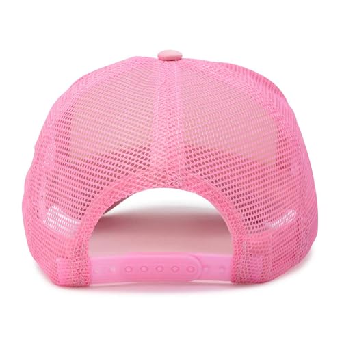 DALIX Two Tone Trucker Hat Summer Mesh Cap with Adjustable Snapback Strap - color: Pink White, size: One Size