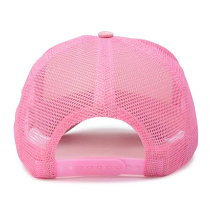 DALIX Two Tone Trucker Hat Summer Mesh Cap with Adjustable Snapback Strap - color: Pink White, size: One Size