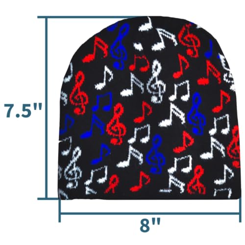 Music Beanies/Assorted Designs, Styles, & Colors - color: Cuffless, style: Multicolor Notes