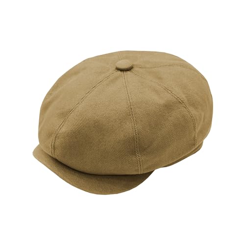 Newsboy Hats for Men Flat Cap Cotton Caps for Men Classic 8 Panel Ivy Hat Driver Cap for Women (Cotton, Denim) - color: Khaki