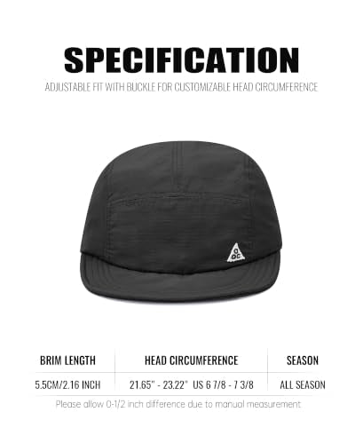 Clakllie Quick Dry Short Brim Hats for Men 5 Panel Running Hat Waterproof Baseball Cap Outdoor Hiking Hat Flat Bill Cadet Cap - color: Cdus-ddy1-black