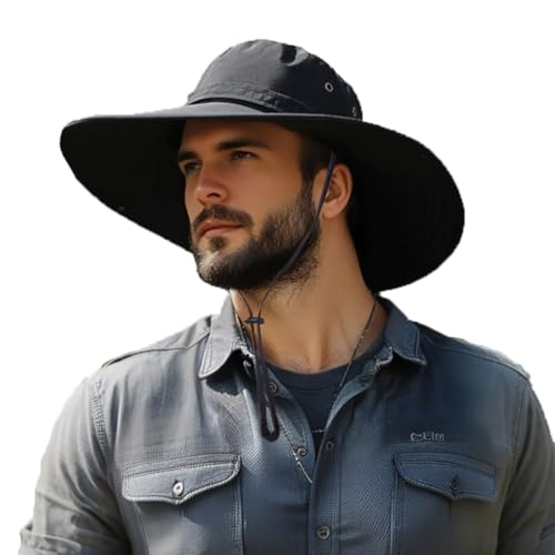 Super Wide Brim Sun Hat for Men/Women–UPF 50+ UV Protection, Large Bucket Hat for Fishing, Hiking, Gardening - color: U044 Black, size: X-Large