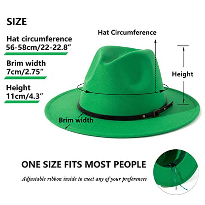 Lisianthus Women Belt Buckle Fedora Hat - color: Forest-green