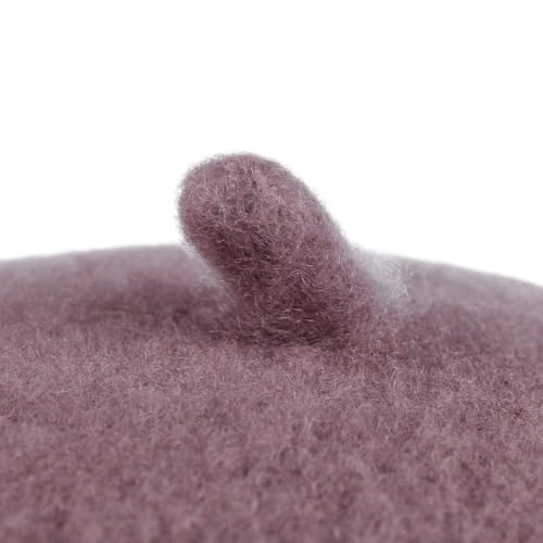 Women's Beret Cashmere Wool French Hat Made in EU Women Autumn Winter - color: Oldrose, size: 6 7/8