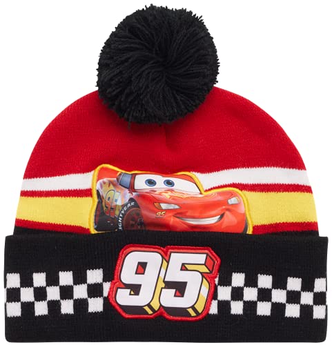 Disney Boys' Winter Hat - 2 Pack Lightning McQueen Pom Pom Beanie or Mickey Mouse Hat (4-7) - color: Lightning Mcqueen