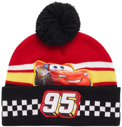 Disney Boys' Winter Hat - 2 Pack Lightning McQueen Pom Pom Beanie or Mickey Mouse Hat (4-7) - color: Lightning Mcqueen