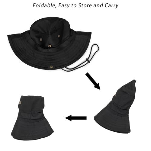 Men-Women-Fishing-Hat Sun-Protection-Safari-Cap Outdoor-Camping Bucket Hat - color: Black