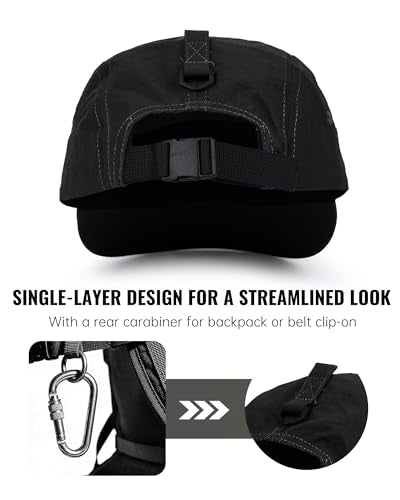 Croogo 5 Panel Running Hat Quick Dry Baseball Cap Sun UV Sports Outdoor Cap - color: Gd50-black