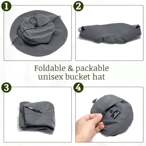 Unisex Waterproof Foldable Bucket Hat Packable Sun Cap for Hiking - color: Dark Gray