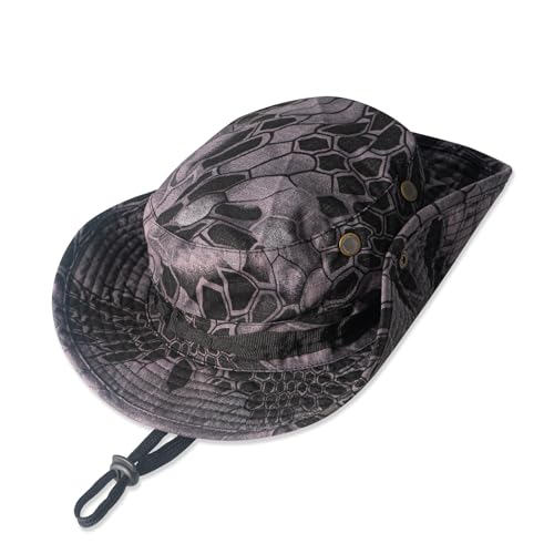 Sun Hats for Men Women Bucket Hat UPF 50+ Boonie Fishing Safari Hat - color: Black Mang Pattern