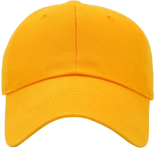 KBETHOS Classic Unisex Cotton Adjustable Low Crown Baseball Cap – Plain Dad Hat - color: Gold