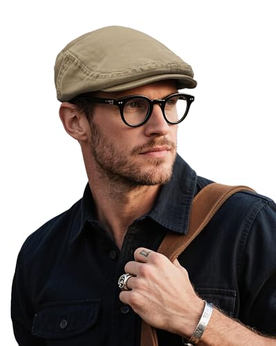 Clakllie Beret Ivy Flat Breathable Boina Caps Cotton Flat Ivy Gatsbay Hat Cotton Twill Newsboy Cap Driving Caps Forward Cap - color: Cdus-nbaf2504-khaki