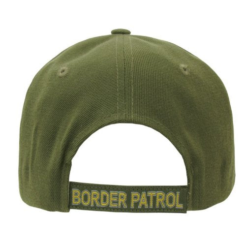RAPID DOMINANCE 3-D High Embroidered Law Enforcement Baseball Caps Hats (Adjtable , BORDER PATROL, OLIVE)