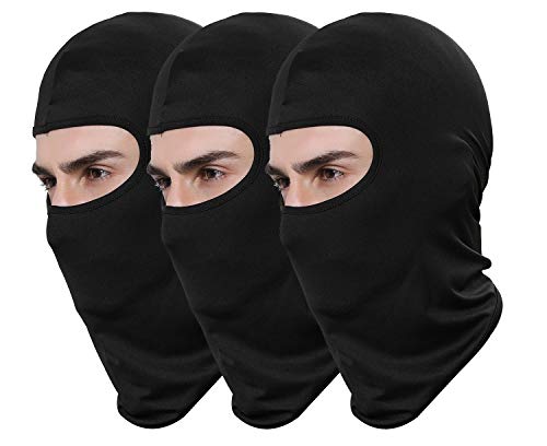 Pack of 3 Ski Mask Bandana Face Hat for Outdoor Airsoft Motorcycle Hood Helmet Balaclavas Headwear - color: Black