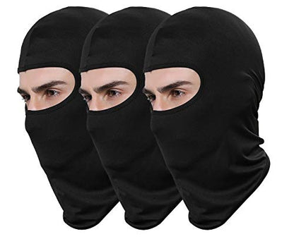 Pack of 3 Ski Mask Bandana Face Hat for Outdoor Airsoft Motorcycle Hood Helmet Balaclavas Headwear - color: Black
