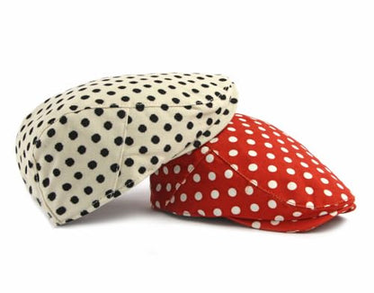 Cotton Newsboy Cap,Breathable Ivy Gatsby Cabbie Beret Hat for Men's Women Driving Hunting Golf - color: Dot Red