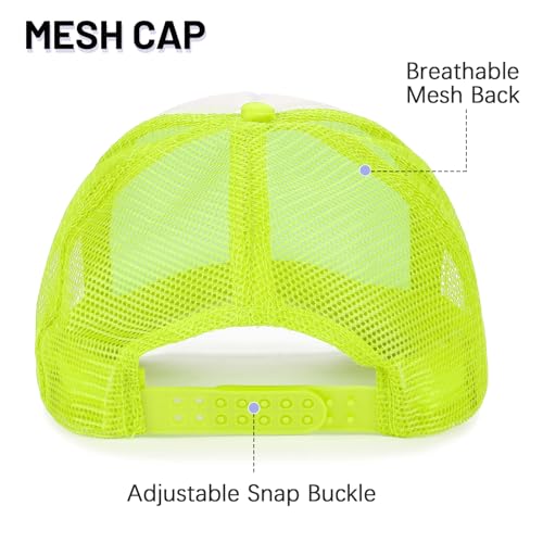 Ultrafun 10 Pack Trucker Hat Mesh Sublimation Blank Hats Adjustable Baseball Caps Hats for Men Women - color: Neon Yellow White