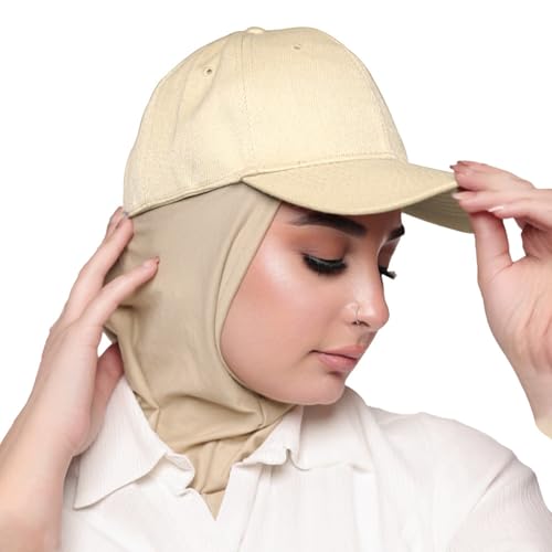One-Piece Hijab Baseball Cap for Women Quick Dry Sun Hat Outdoor Headscarf - color: Beige