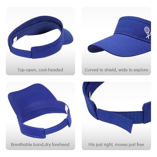 WILLPORT Kids Adjustable Cotton Visor Sun Hat,6-12Y - color: Royal Blue