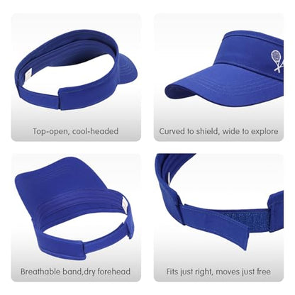 WILLPORT Kids Adjustable Cotton Visor Sun Hat,6-12Y - color: Royal Blue