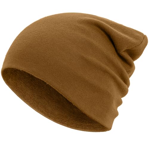 100% Cotton Thin Beanie Hat Women Men Soft Slouchy Chemo Skull Cap - color: 1pc Brown