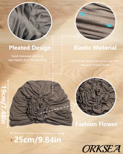 Chemo Headwear for Women Flower Beanies Turbans Hats Head Coverings - color: Khaki