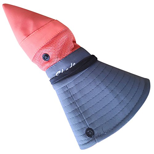 Muryobao Women's Ponytail Sun Hat UV Protection Foldable Mesh Wide Brim Beach Fishing Hat - color: Orange