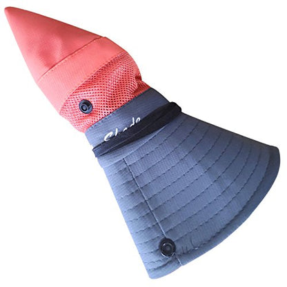 Muryobao Women's Ponytail Sun Hat UV Protection Foldable Mesh Wide Brim Beach Fishing Hat - color: Orange