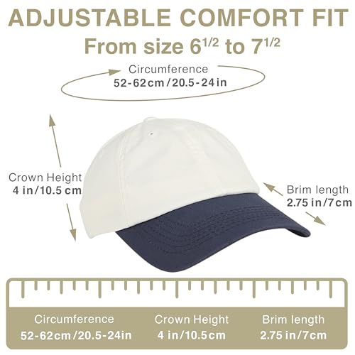 E BY ELIDAN Two Tone Dad Hat, Low Profile Baseball Cap - color: White Navy