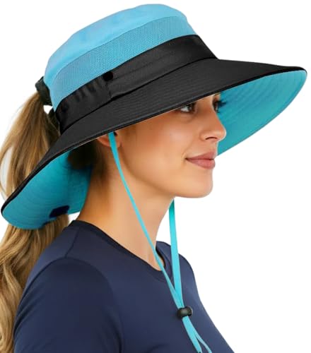 GearTOP Safari Hat for Men Sun Hats for Women UV Protection UPF 50+ Fishing, Gardening, Hiking Hat (22-23 1/2") - color: Blue Standard 1 Pack