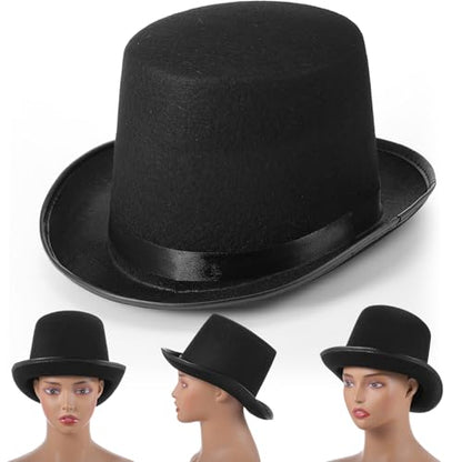 Black Tall Felt Top Hat Halloween Party Hat - style: Classic Style