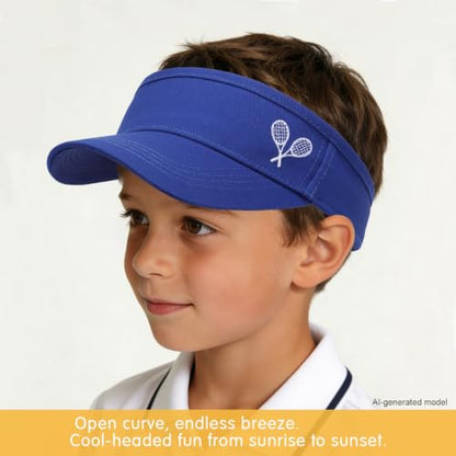 WILLPORT Kids Adjustable Cotton Visor Sun Hat,6-12Y - color: Royal Blue